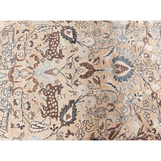Authentic Persian Meshad Animal, Botanic Design Handmade Wool Rug For Sale In New York - Image 6 of 8