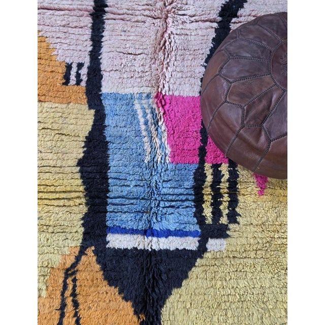 Sky Blue Sunset Handwoven Berber Wool Rug - 9.4 X 6.6 Ft For Sale - Image 8 of 8