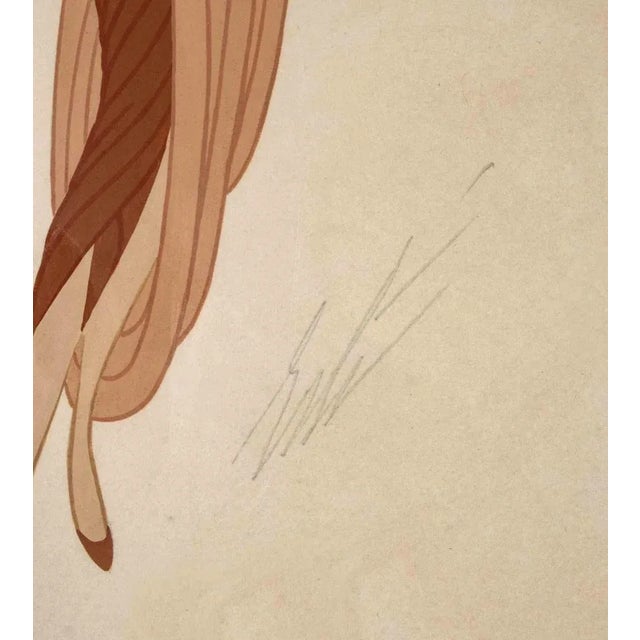 Modern Erté, Tomorrow Afternoon, Gouache on Paper, 1951 For Sale - Image 3 of 5