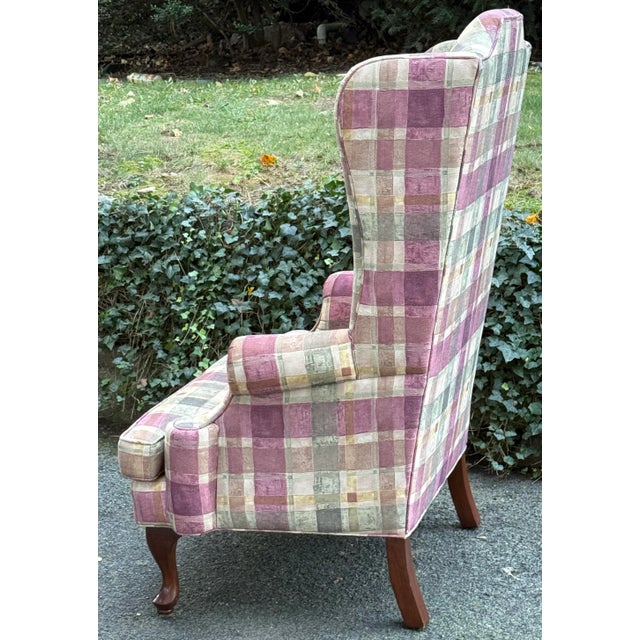 Purple Lambert Furniture Queen Anne High Back Wingback Chairs - A Pair For Sale - Image 8 of 10