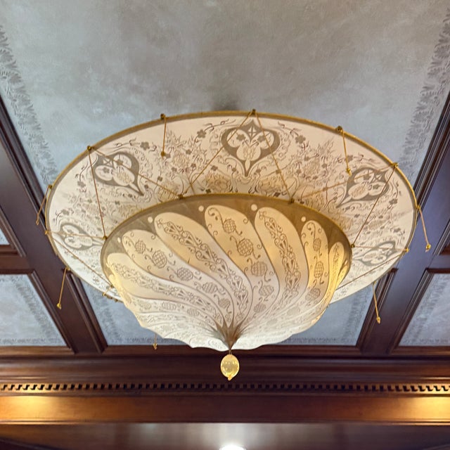 Glass Fortuny Two Tier Scudo Chandelier For Sale - Image 7 of 10