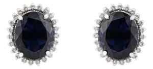 4 Carat Blue Iolite Gemstone Diamond Halo Stud Earrings in Silver- 2 Pieces