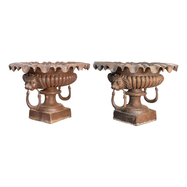 Pair of 19th Century French Cast Iron Urns For Sale