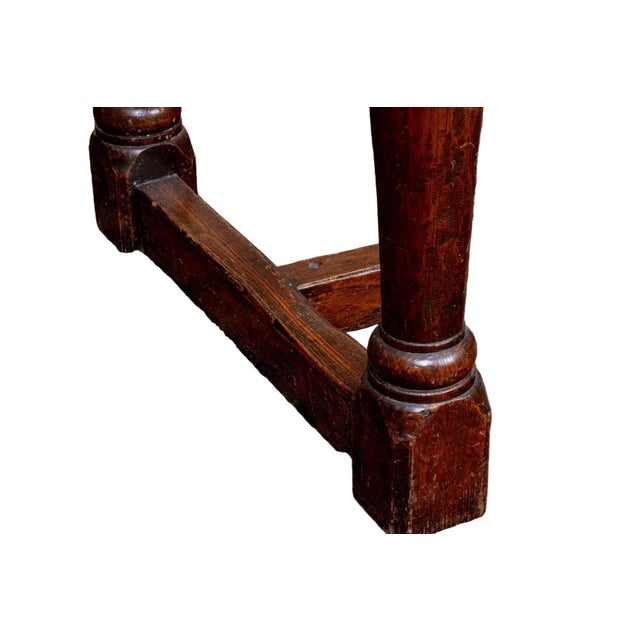 Brown Antique English Oak Farmhouse Dining Table For Sale - Image 8 of 9