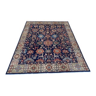 Navy Blue Persian Mahal Hand-Knotted Wool Rug - 8' X 9'11" For Sale