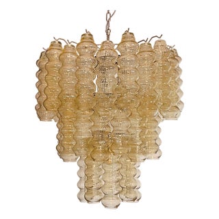 Murano Glass Tube 3-Tier Chandelier, 1990s For Sale