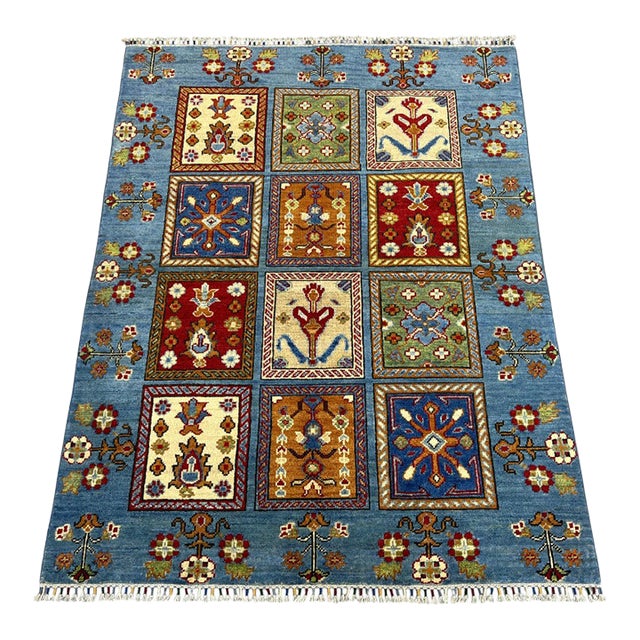 Blue Four Seasons Bakhtiari Design Wool Rug, 5' X 6'6" For Sale