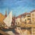 Nautical Mid 20th Century Mannerist Large Scale Oil Painting on Canvas, Boats in the Port by E Tiedemann, Framed For Sale - Image 3 of 12