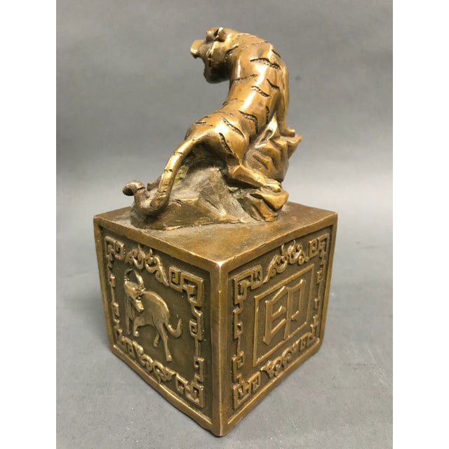 Bronze Chinese Tiger Sculpture For Sale - Image 4 of 9