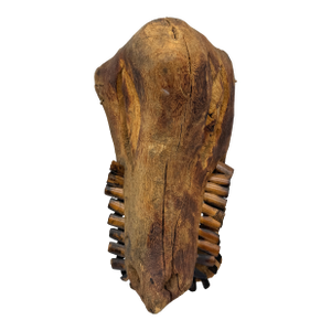 Primitive Hand-Carved Crocodile Mask in Aged Wood – Tribal Folk Art Wall Sculpture