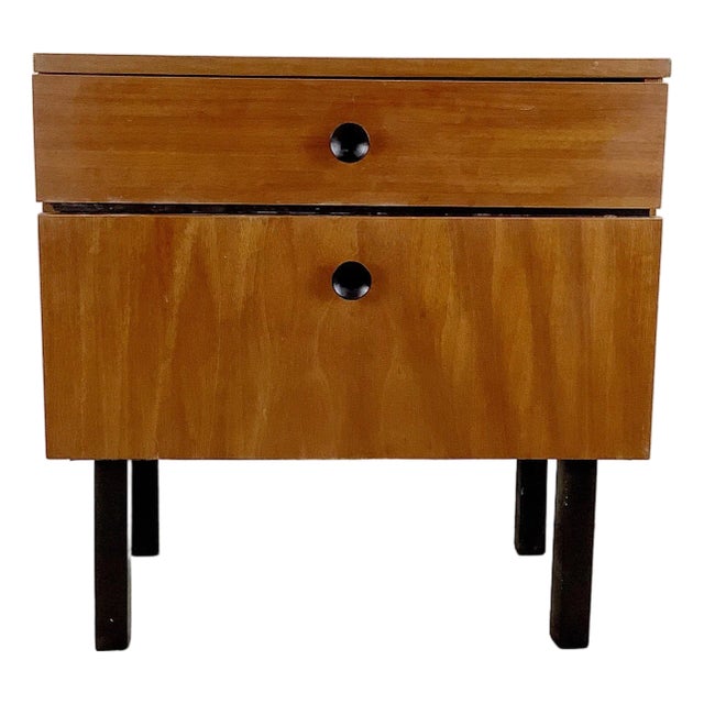 Mid-Century Nightstand With Drop-Front Cabinet and Drawer For Sale