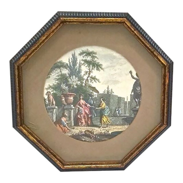 Antique Framed French Garden Scene Engraving For Sale