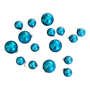 Vintage 1950s Blue Glass Christmas Ornaments