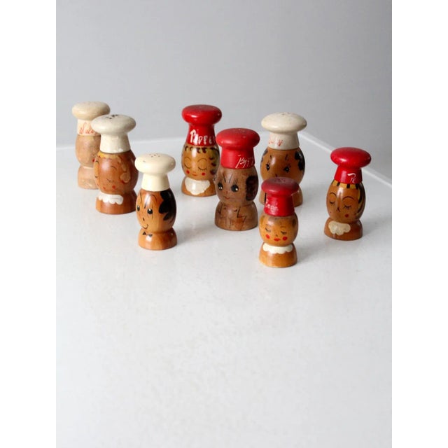 Mid-Century Wooden Salt & Pepper Shakers - 8 Piece For Sale - Image 10 of 13
