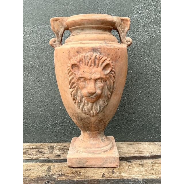 Vintage Terracotta Lion’s Head Urn For Sale In West Palm - Image 6 of 12
