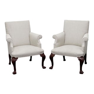 Baker Georgian Style Armchairs With Paw Feet - Pair For Sale