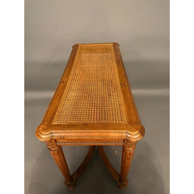 Brown 19th Century French Louis XVI Style Carved Walnut and Cane Bench, Circa 1880 For Sale - Image 8 of 13