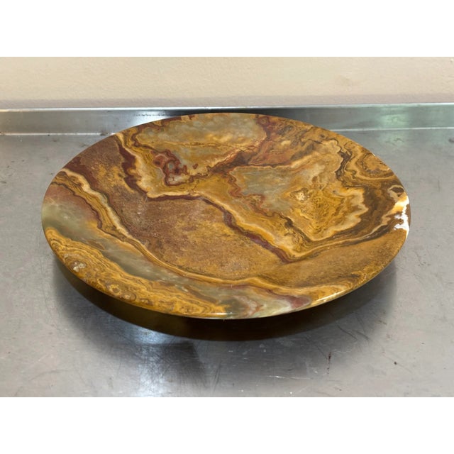 Boho Chic Brown Marble Stone Plate / Platter For Sale - Image 3 of 4