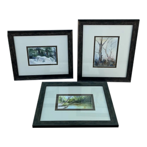 1980s Gallery-Ready Signed Original Landscape Watercolors by Pa Artists, Patricia L. Reese & Jane Bertram Miluski - Set of 3