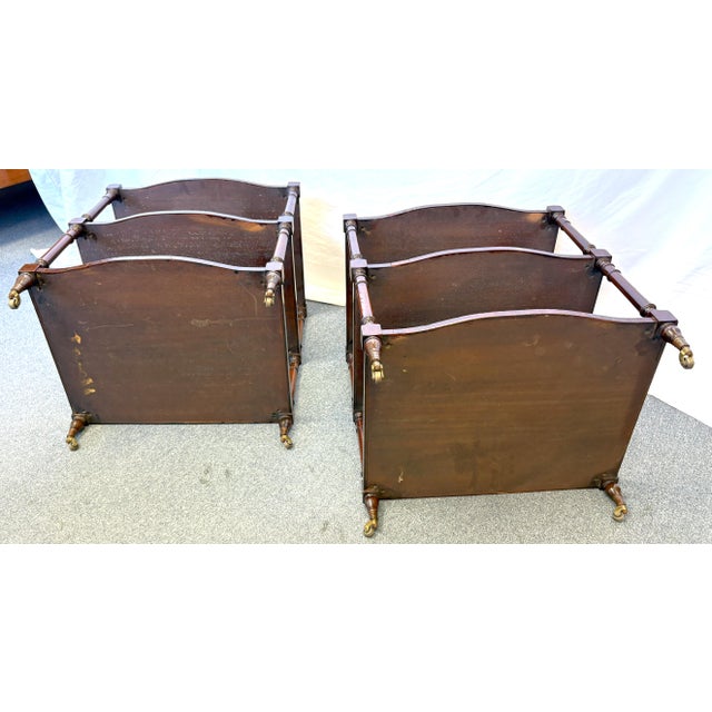 Vintage Regency Style Wood Three Tiered Library Side Tables on Casters- A Pair For Sale - Image 11 of 18