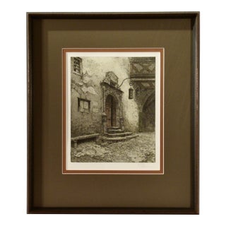 Josef Eidenberger Rothenburg, City Hall Gate C. 1975 Original Print For Sale