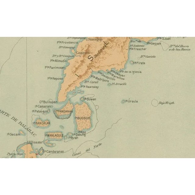 Map of Southern Palawan and the Balabac Islands Observatory of Manila, 1899 For Sale - Image 4 of 9