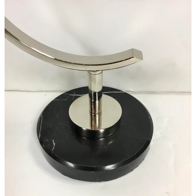 Modern Modern Polished Nickel and Black Marble Table Lamp For Sale - Image 3 of 4