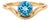 Curved Swiss Blue Topaz Solitaire Ring • 18k Gold Plated Wave Band Stackable Ring • December Birthstone Ring Us 7 For Sale