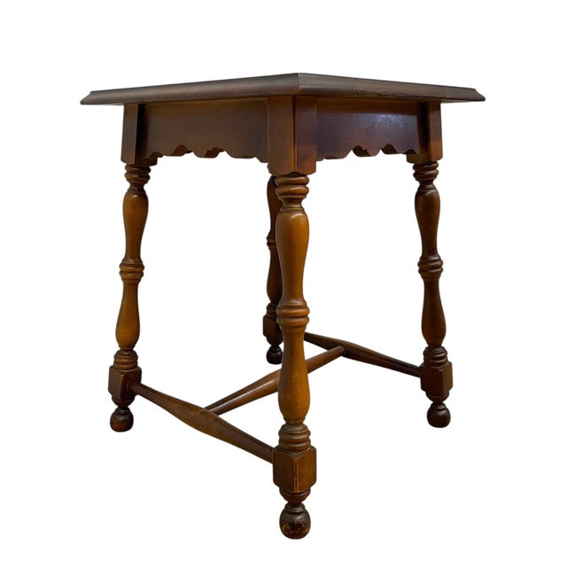 Vintage Tile Top Side Table With Turned Legs and Wood Frame For Sale - Image 10 of 11