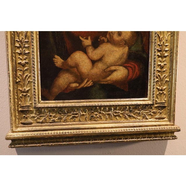 Pittore Leonardesco, Madonna and Child Leonardo-Esque, 1520, Oil on Canvas For Sale - Image 10 of 12