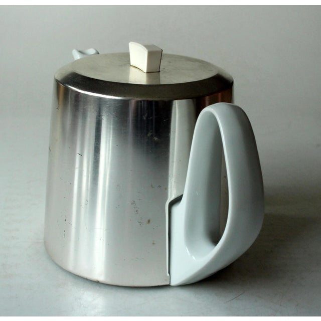 1930s Antique German Porcelain Tea Pot With Metal Warming Hood For Sale - Image 4 of 11