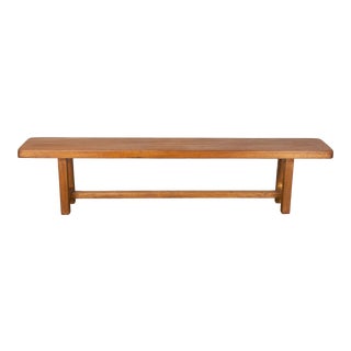Antique Country French Farmhouse Provincial Trestle Mahogany Bench For Sale