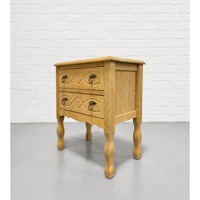 Mid Century Modern Oak Entryway / Hall Cabinet + Mirror Set Attributed to Henning Kjaernulf For Sale - Image 10 of 13