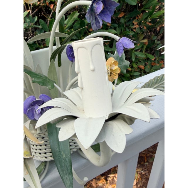 Light Gray Vintage 3 Light Tole Wall Sconce For Sale - Image 8 of 12