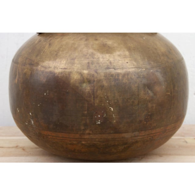 Antique Brass Rounded Kitchen Pot For Sale In Los Angeles - Image 6 of 11