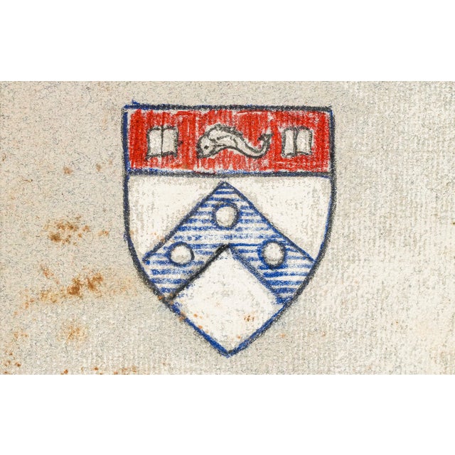 Textile 1950s Captivating Charcoal Portrait Man Drawing University of Pennsylvania Olympic Track Running Athlete Home Wall Decor For Sale - Image 7 of 14