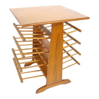 Vintage Scandinavian Pine Spindle Magazine Book Rack or Side Table For Sale