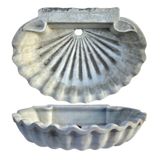 Antique Parian Marble Shell Sink, 19th Century For Sale