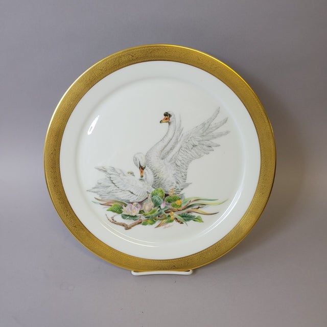 1972 Boehm “Mute Swans” Bone Porcelain Charger Plate, 13” For Sale - Image 4 of 6