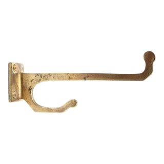 Vintage Polished Brass Elongated Double Wall Hook For Sale