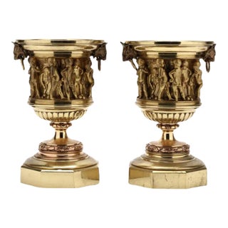 Antique Gilt Bronze Urns - a Pair For Sale