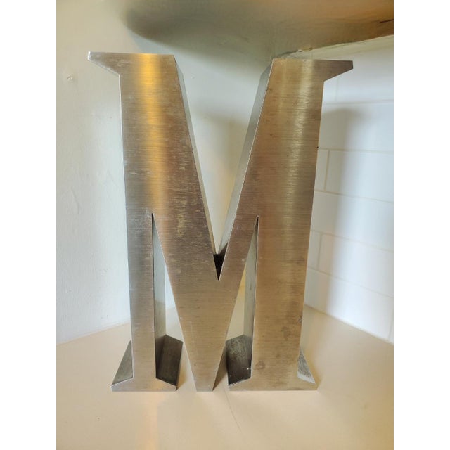 Metal & Glass M Sign, Vintage For Sale - Image 4 of 9
