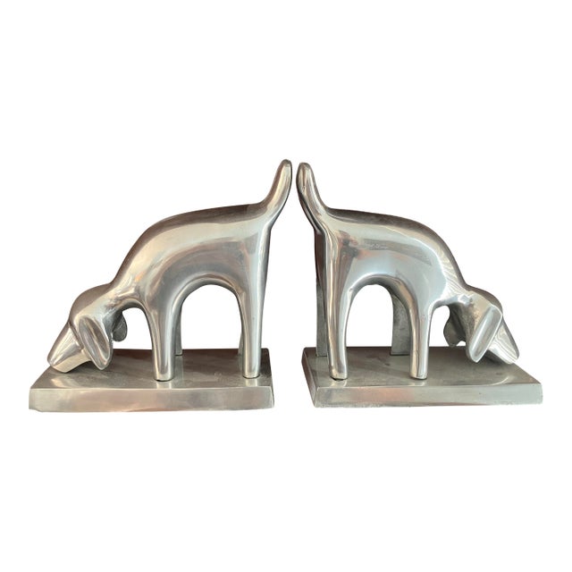 Mid-Century Chrome Dog Bookends For Sale