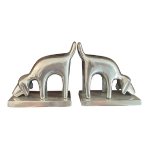 Mid-Century Chrome Dog Bookends