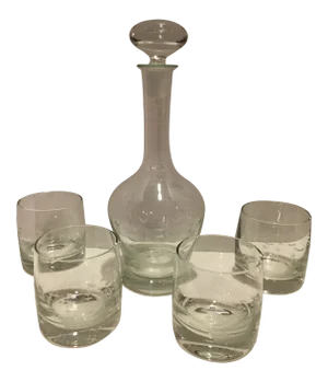 1970s Vintage Galleon Ships Decanter and High Ball Glasses - Set of 5
