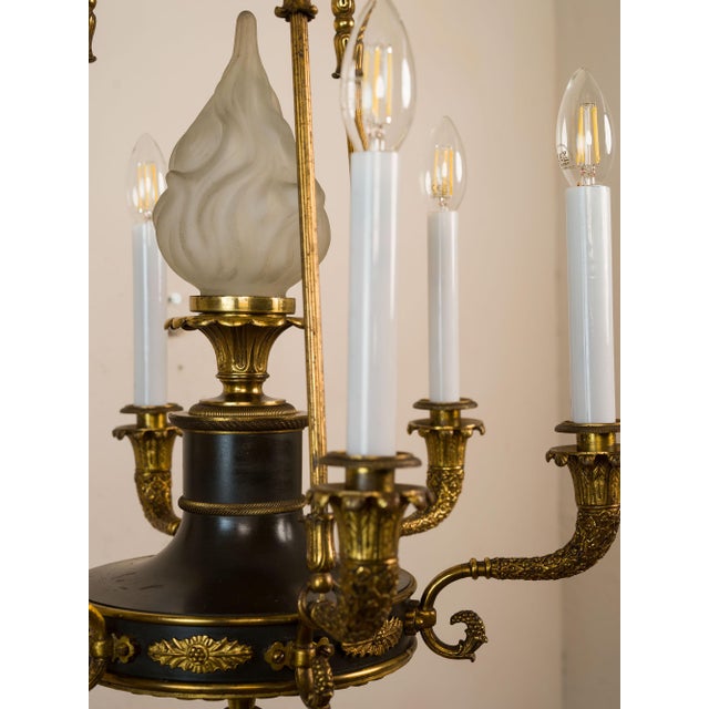 Metal French Empire 7-Light Chandelier in Gilded Bronze, Late 19th Century For Sale - Image 7 of 17