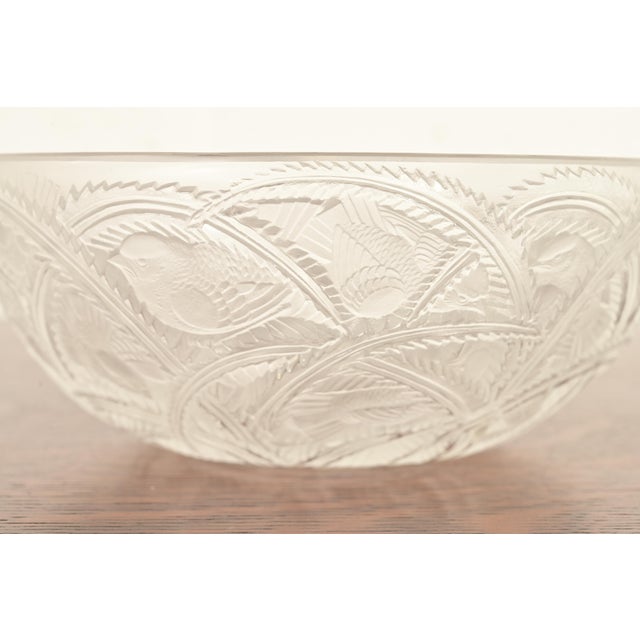 Lalique "Pinsons" Art Deco Frosted Crystal Glass Bowl For Sale In South Bend - Image 6 of 10