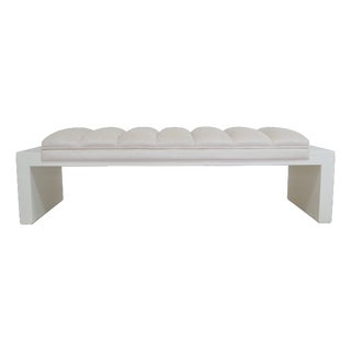 Aurelia Ivory Upholstered Tufted Bench by Danu Chirinciuc For Sale
