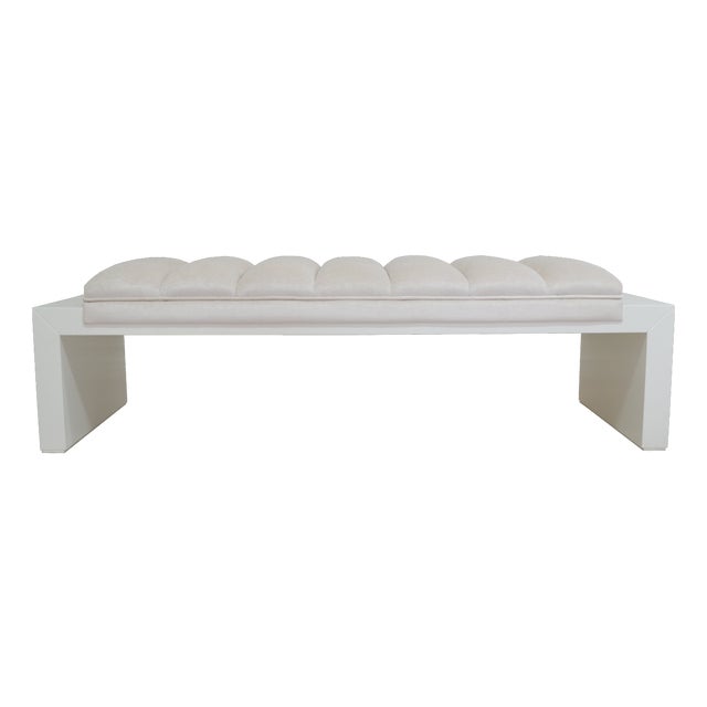 Aurelia Ivory Upholstered Tufted Bench by Danu Chirinciuc For Sale