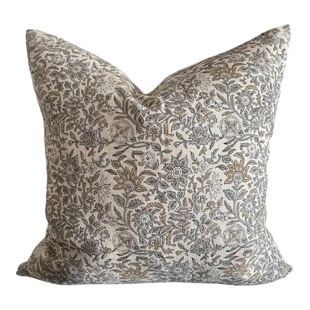 Visalia Block Printed Linen Pillow For Sale
